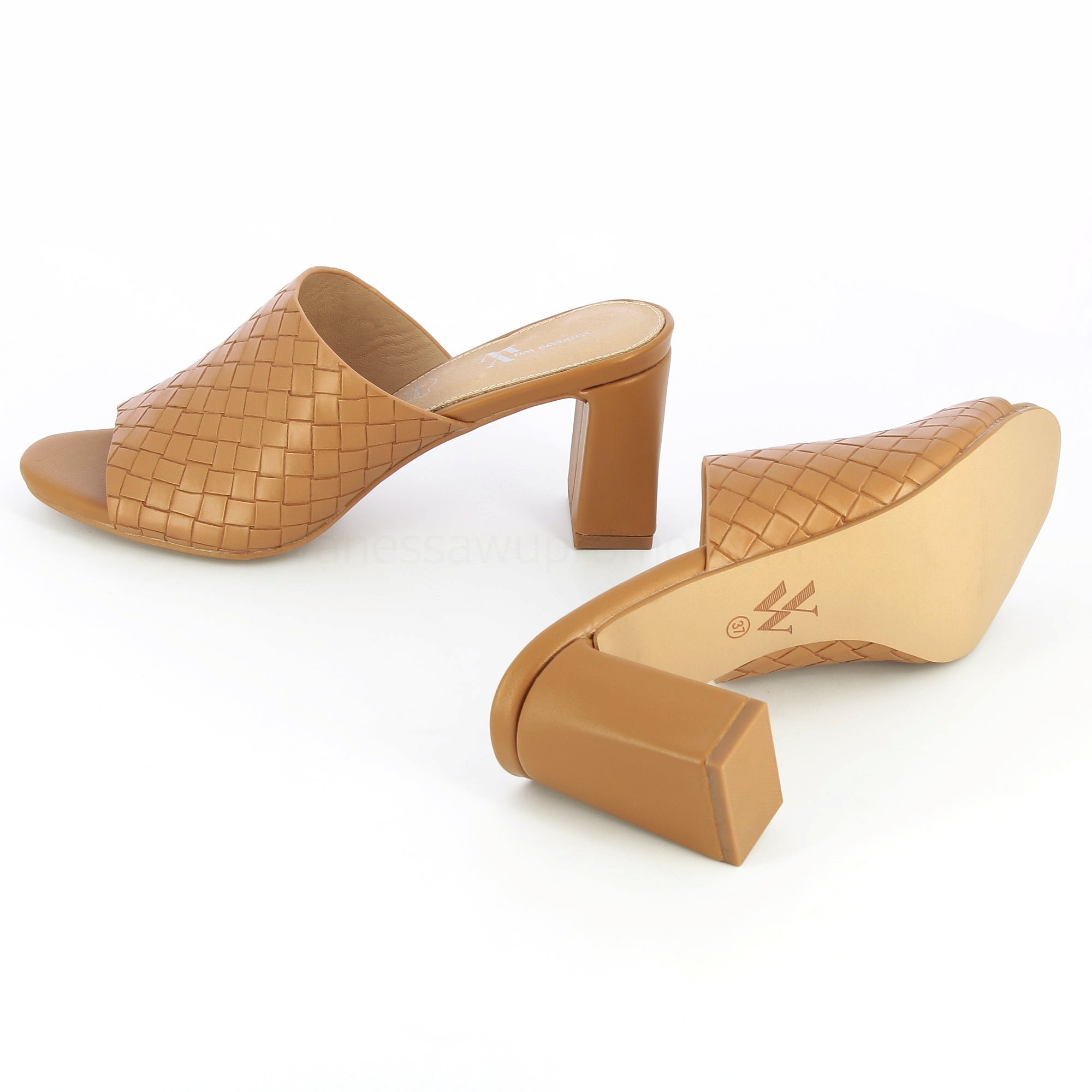 (image for) Mules à Talon Melaurie Camel Effet Tressé | Vanessawupromo.Com 557