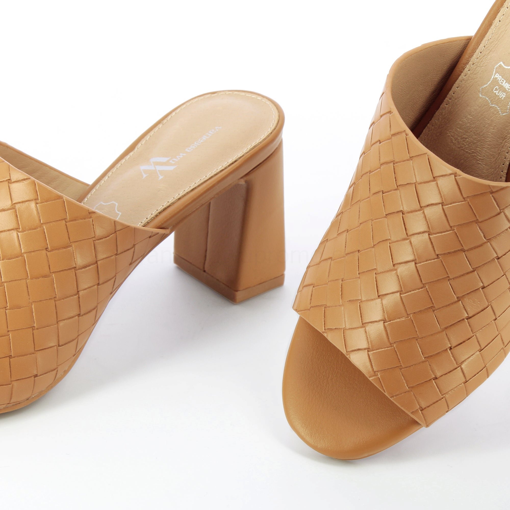 (image for) Mules à Talon Melaurie Camel Effet Tressé | Vanessawupromo.Com 557