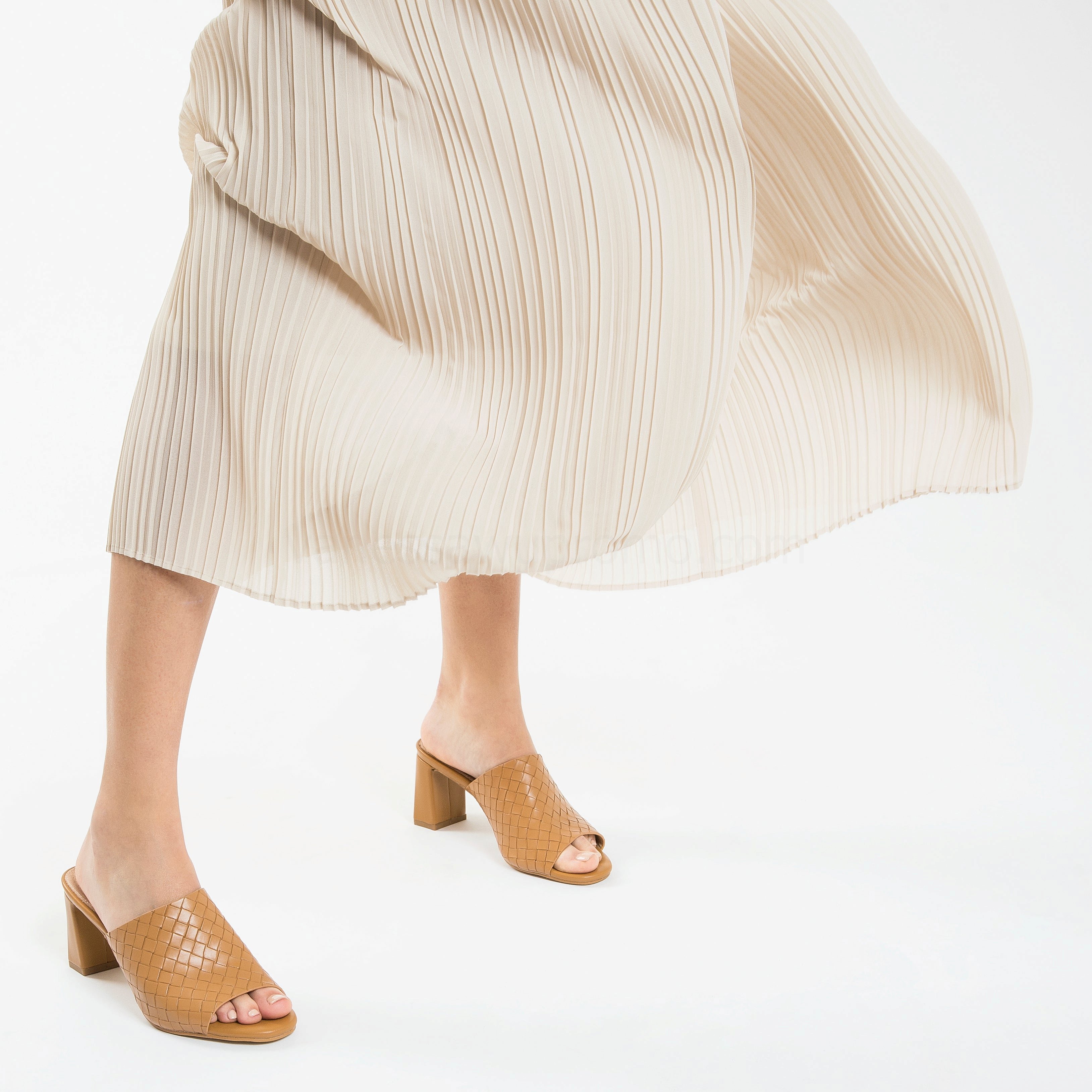 (image for) Mules à Talon Melaurie Camel Effet Tressé | Vanessawupromo.Com 557