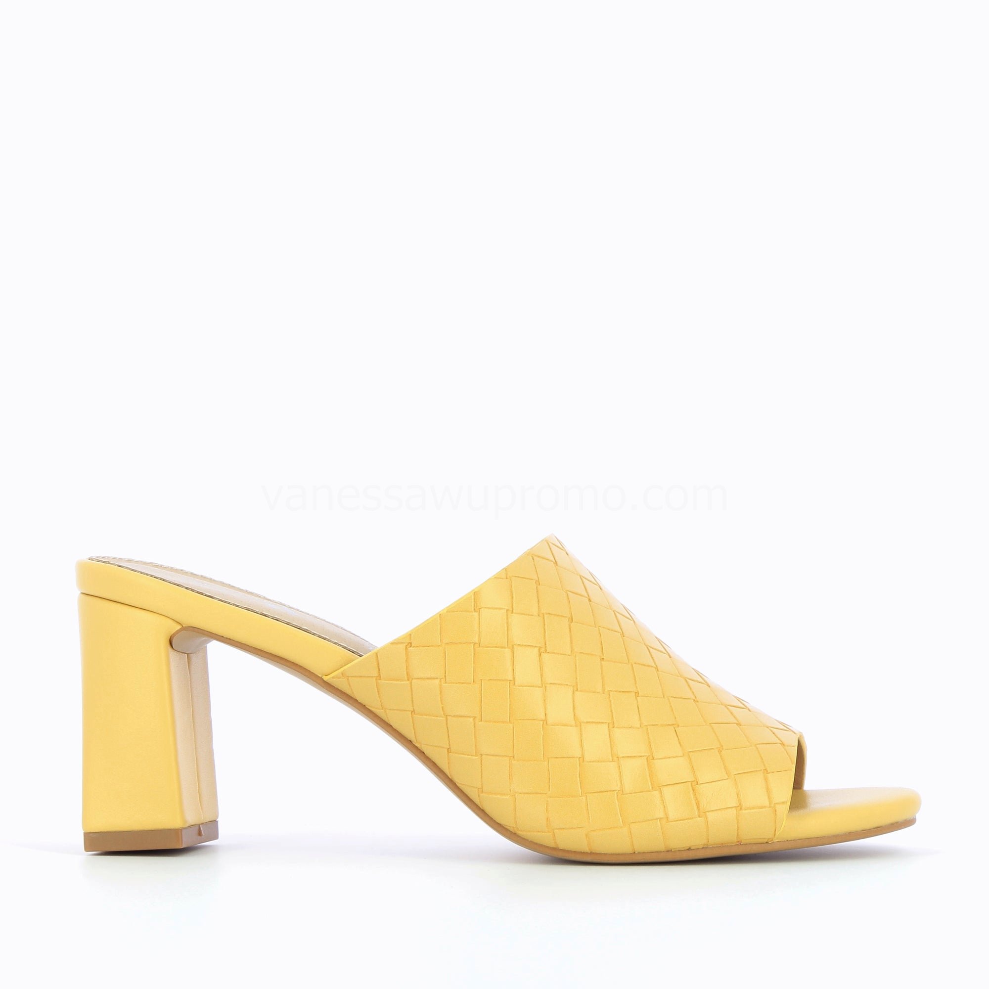 (image for) Mules à Talon Melaurie Jaunes Effet Tressé | Vanessawupromo.Com 558