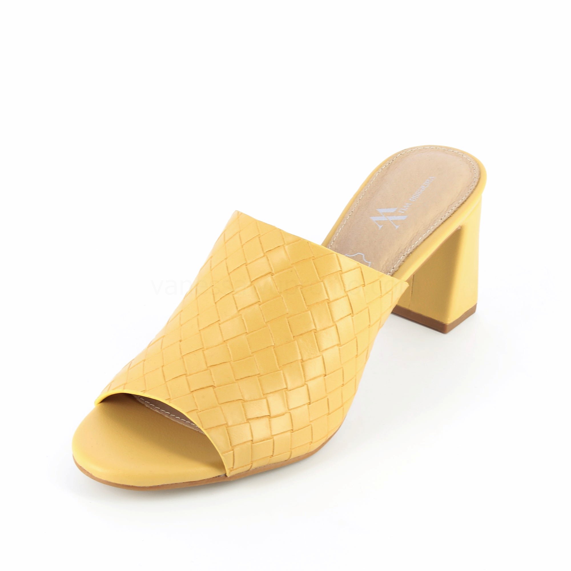 (image for) Mules à Talon Melaurie Jaunes Effet Tressé | Vanessawupromo.Com 558