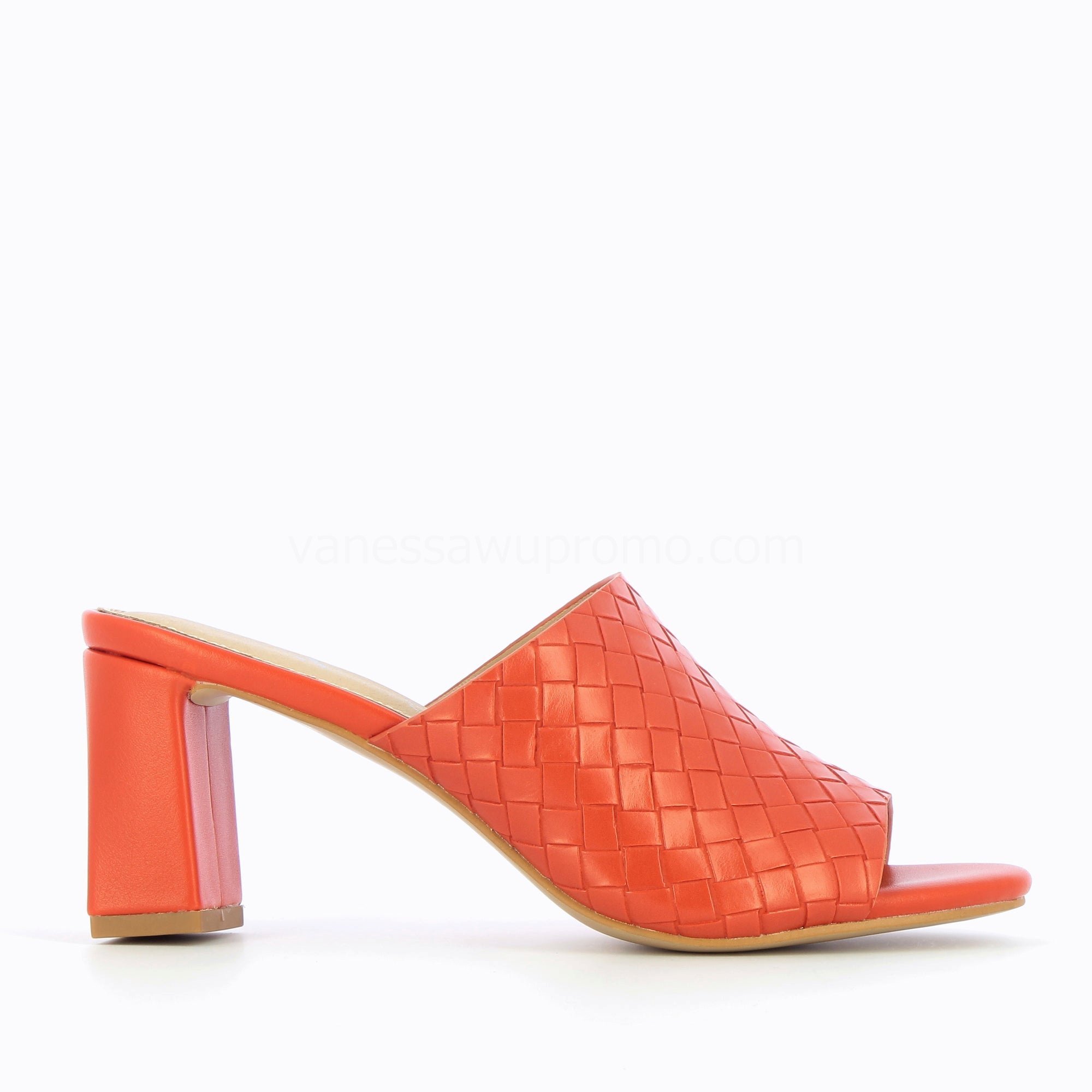 (image for) Mules à Talon Melaurie Rouge Effet Tressé | Vanessawupromo.Com 559