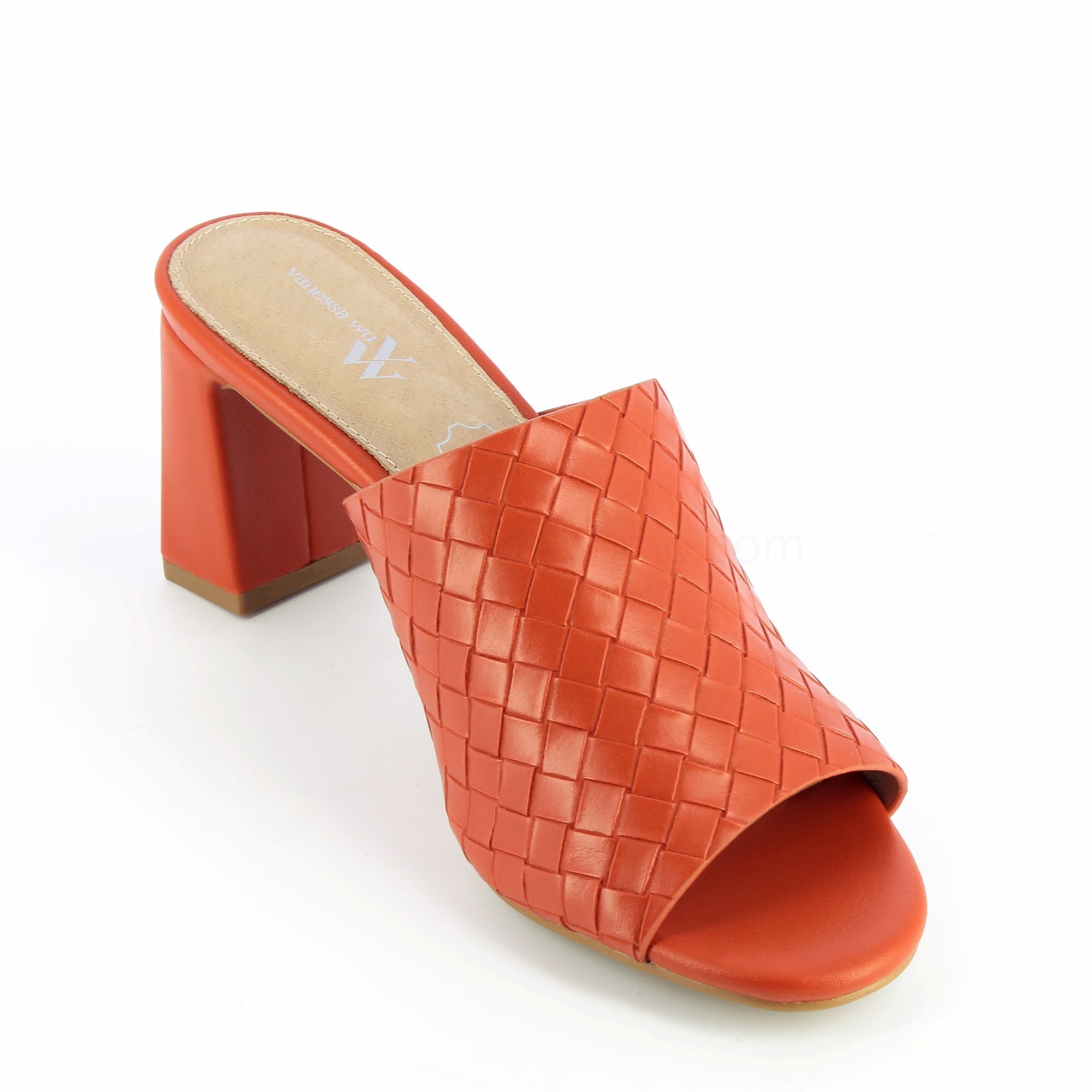 (image for) Mules à Talon Melaurie Rouge Effet Tressé | Vanessawupromo.Com 559