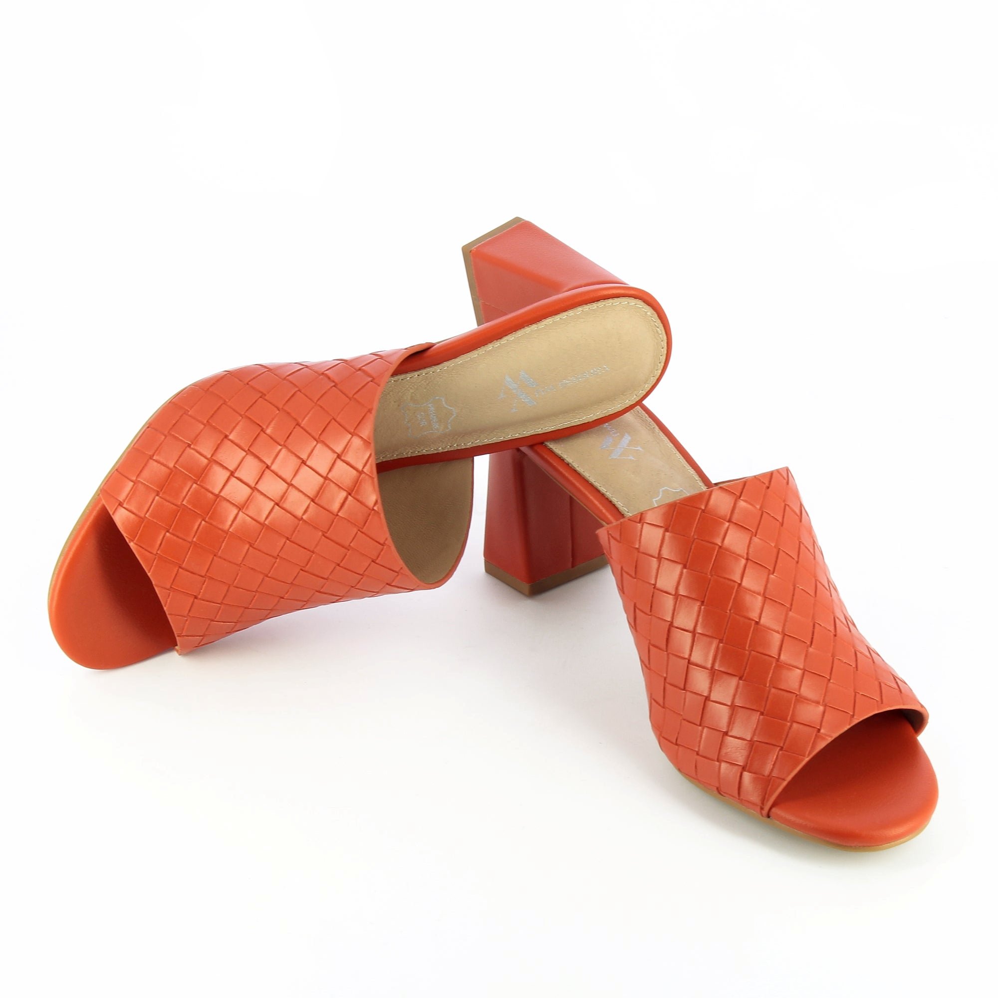 (image for) Mules à Talon Melaurie Rouge Effet Tressé | Vanessawupromo.Com 559