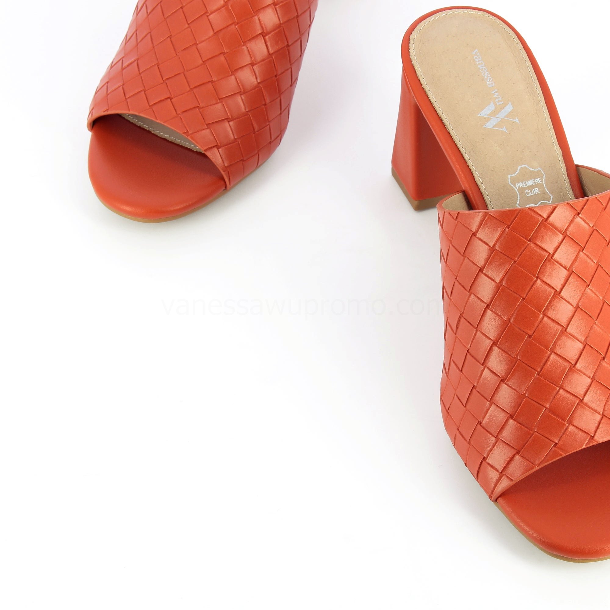 (image for) Mules à Talon Melaurie Rouge Effet Tressé | Vanessawupromo.Com 559