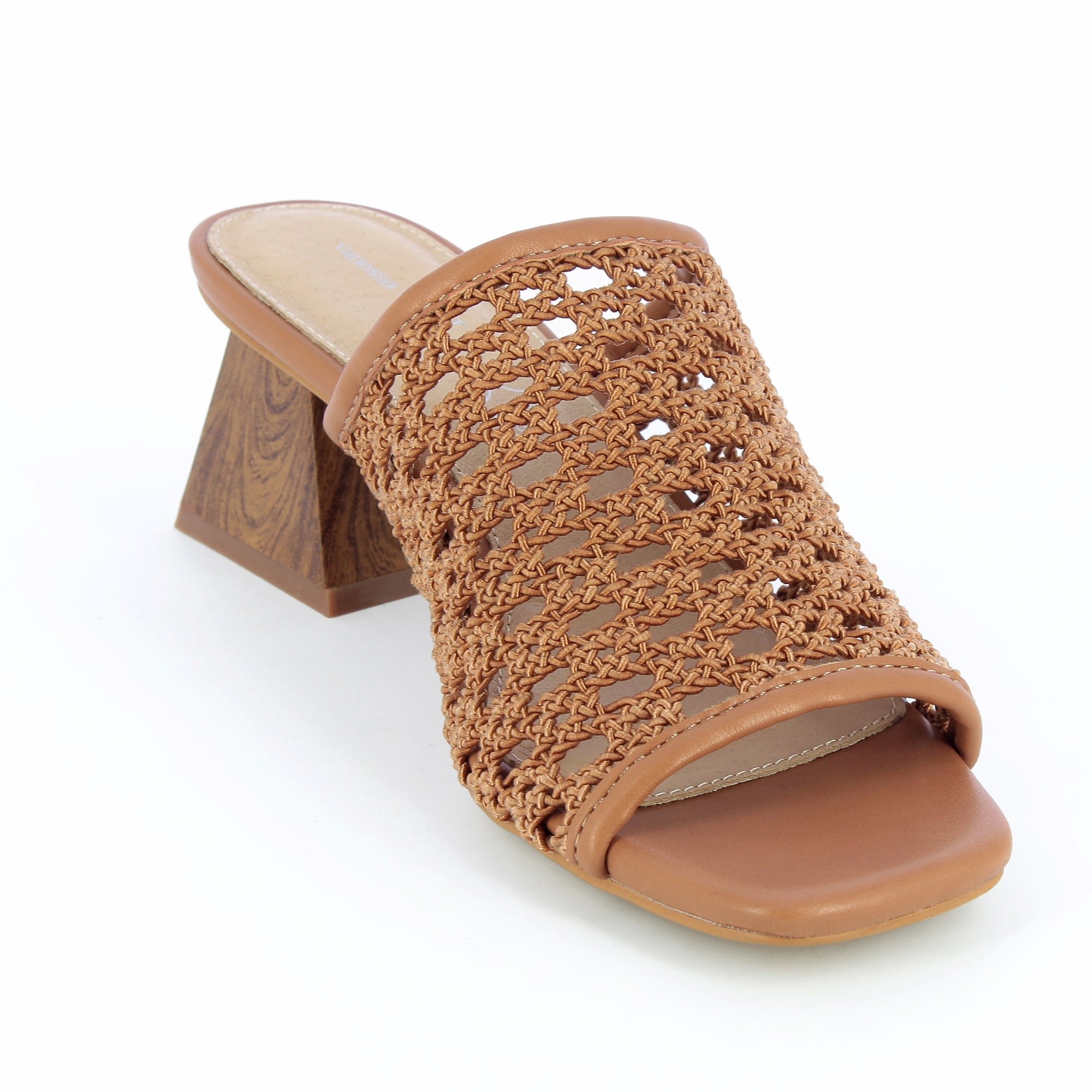 (image for) Mules à Talon Sandrine Camel TresséEs FaçOn Cannage | Vanessawupromo.Com 561