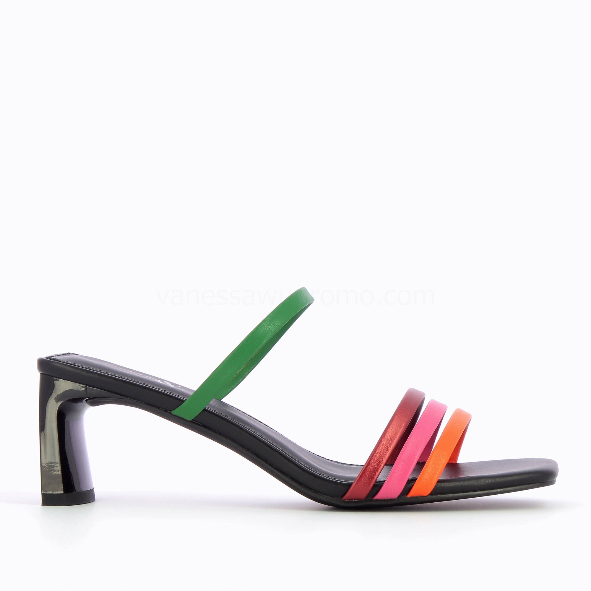 (image for) Mules GaëTane Noires à Brides Multicolores | Vanessawupromo.Com 563