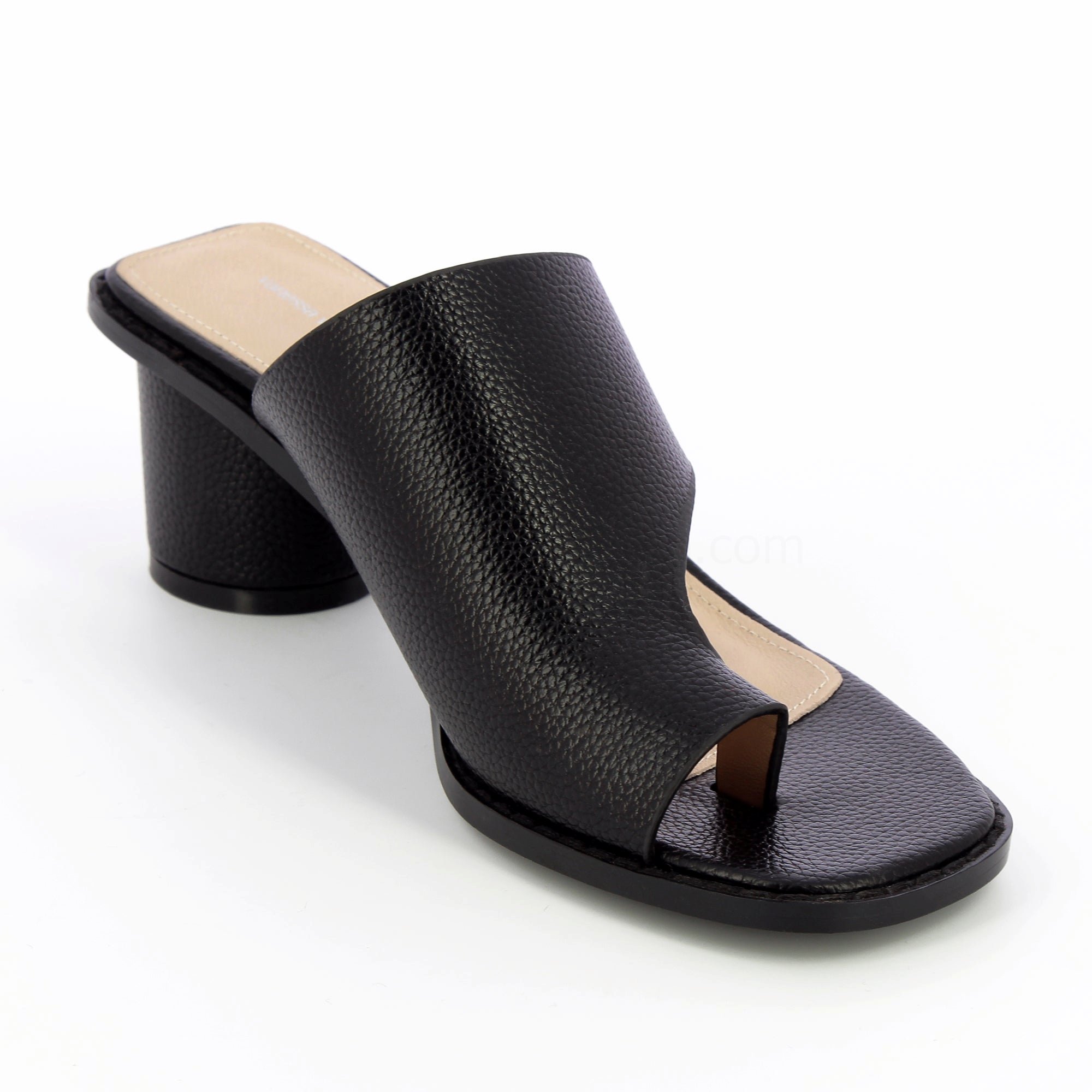 (image for) Mules Cyrielle Noires Passe-Pouce à Talon Rond | Vanessawupromo.Com 565