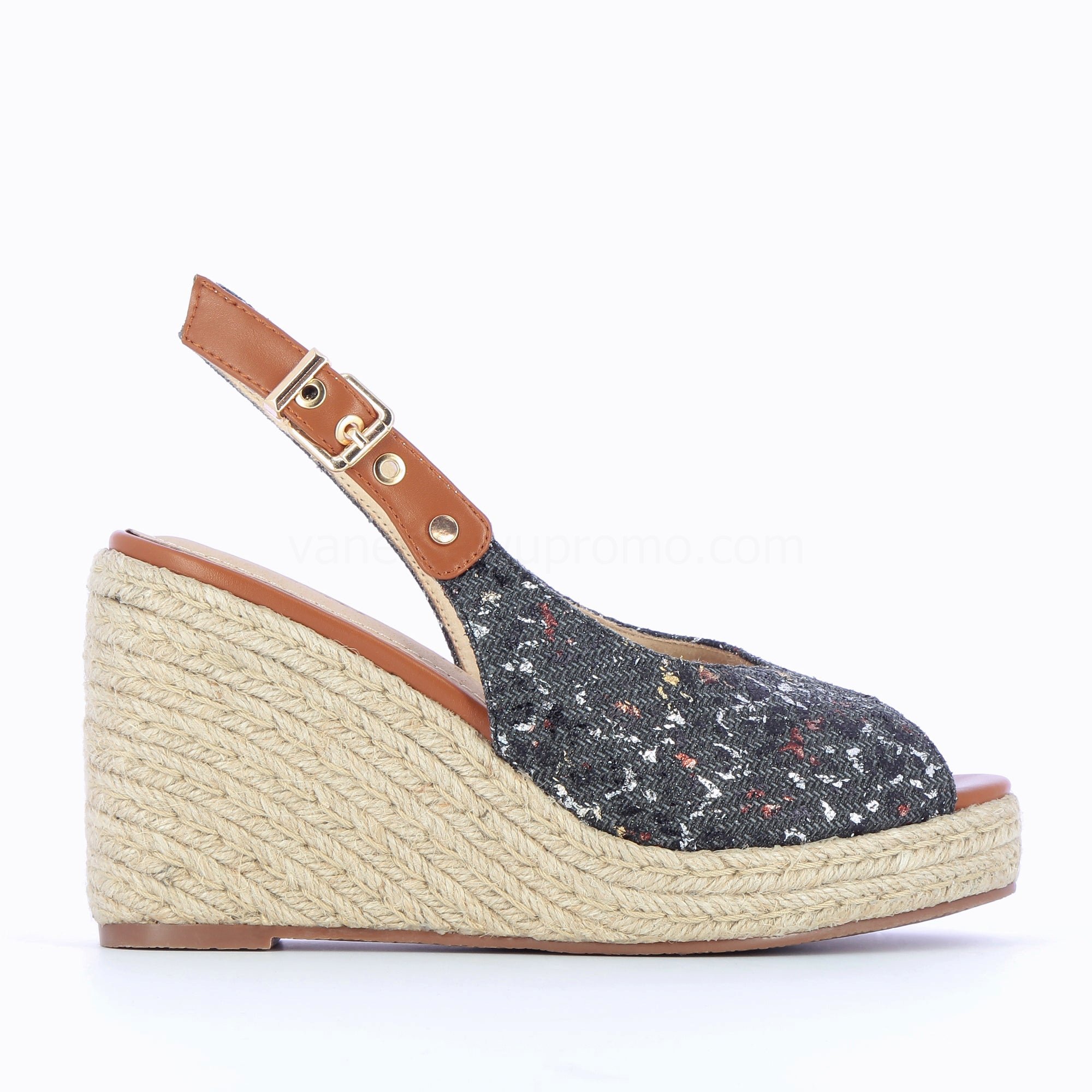 (image for) Sandales CompenséEs GaëLle En Tweed LéOpard Anthracite | Vanessawupromo.Com 450