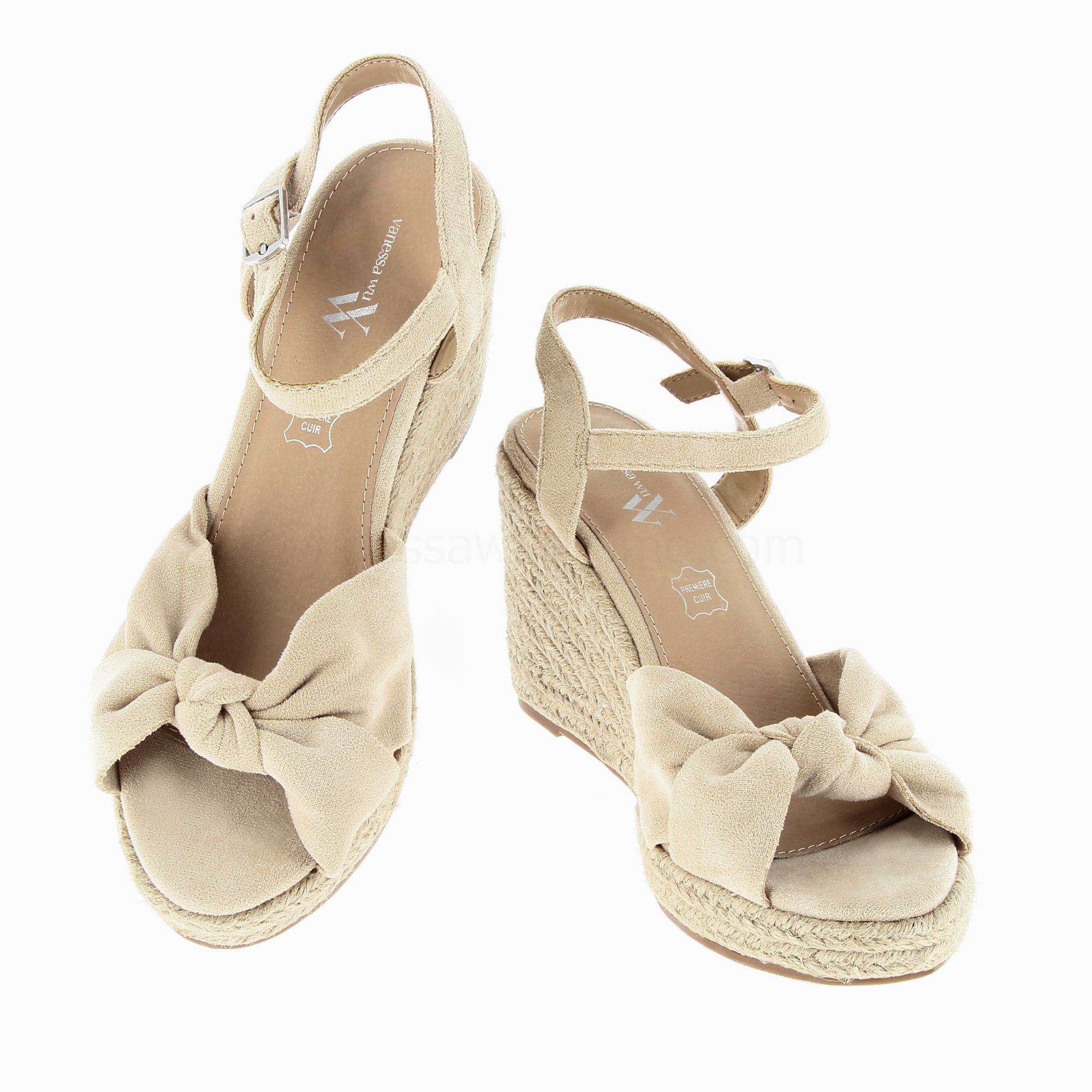 (image for) Sandales CompenséEs NouéEs ZoëLla Beige Clair | Vanessawupromo.Com 578