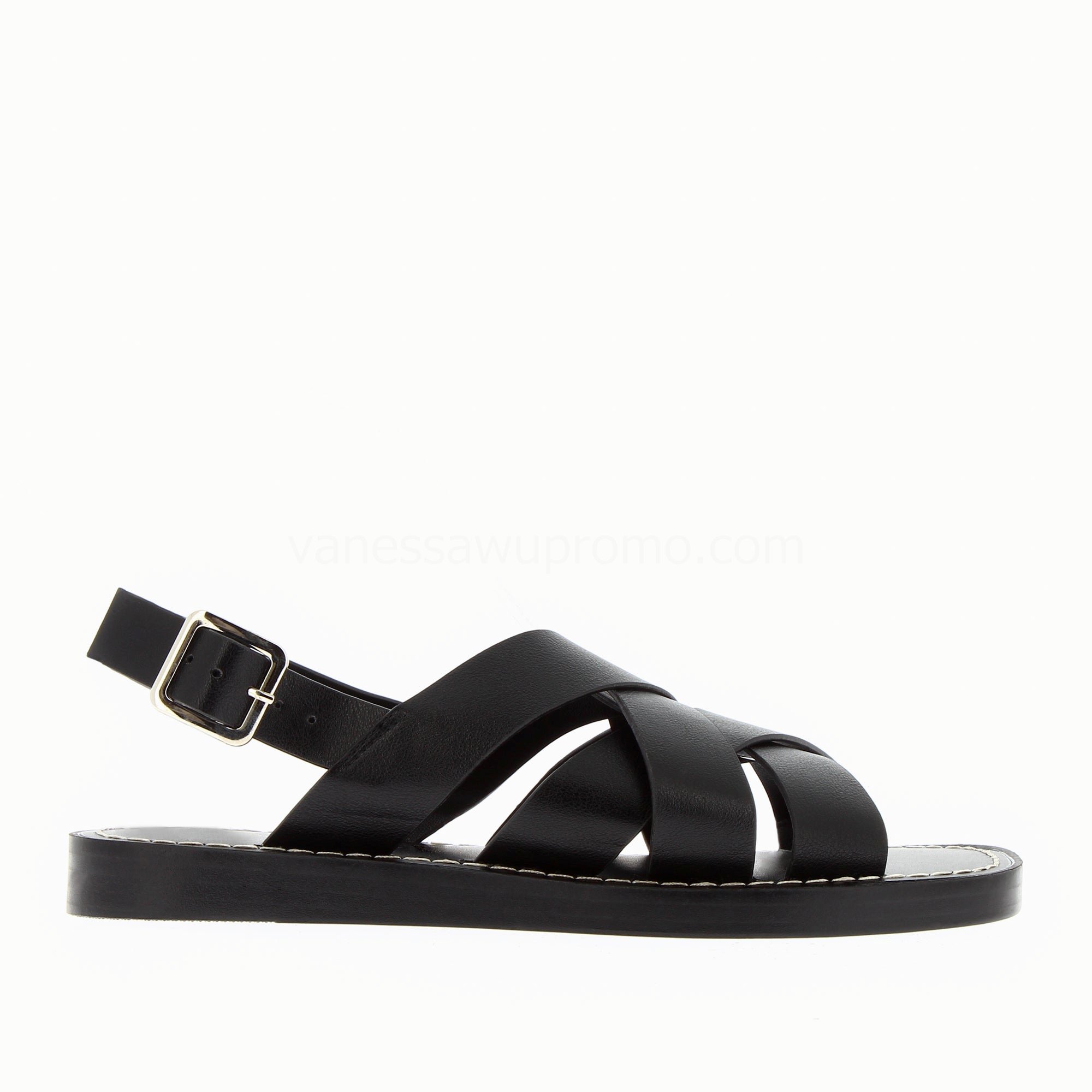 (image for) Sandales Terry Noires à Brides CroiséEs | Vanessawupromo.Com 521