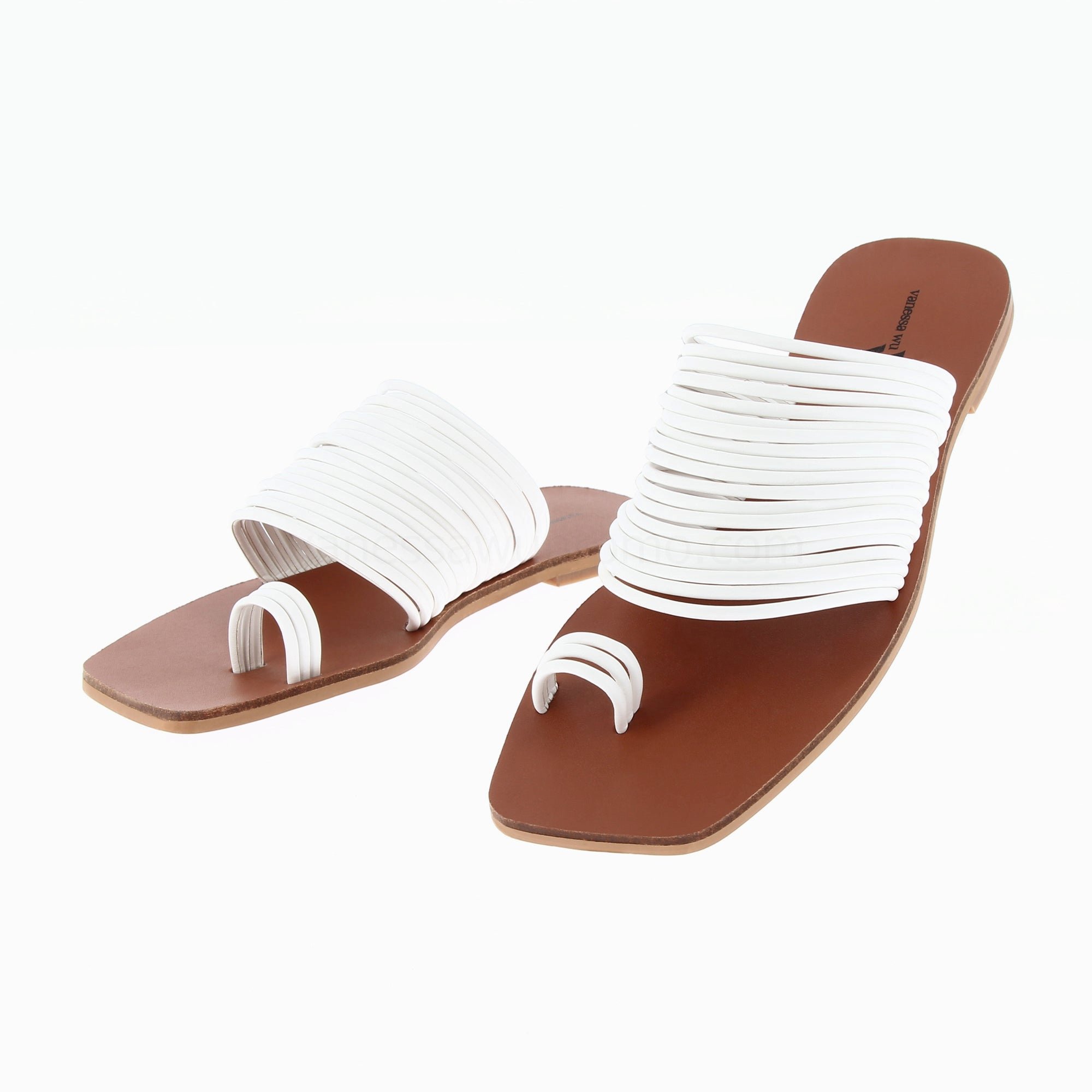 (image for) Mules Thea Blanches à Multiples Brides Et Passe-Pouce | Vanessawupromo.Com 524