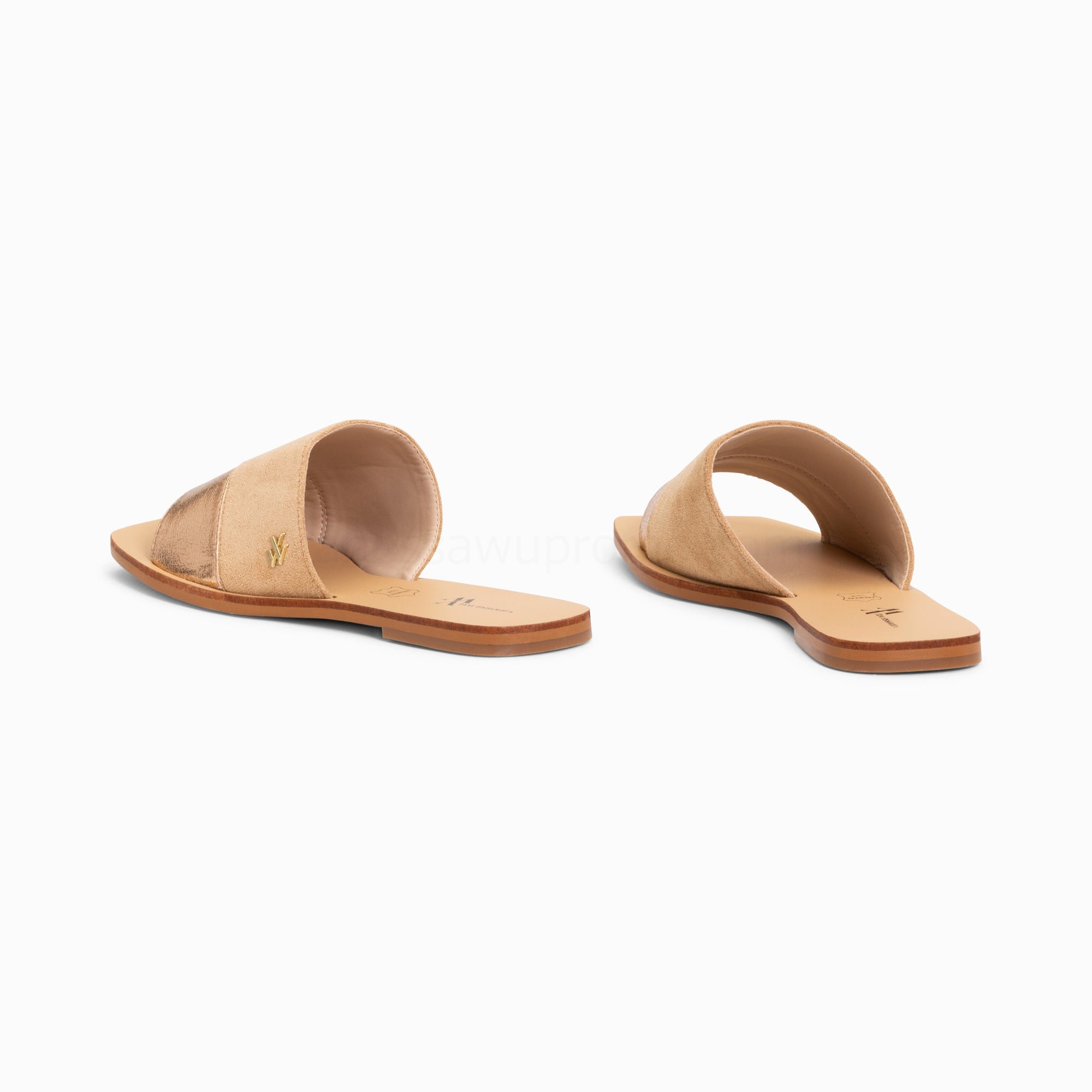 (image for) Mules Plates Soeacik Bi-MatièRe Beige Et Rose Gold | Vanessawupromo.Com 244