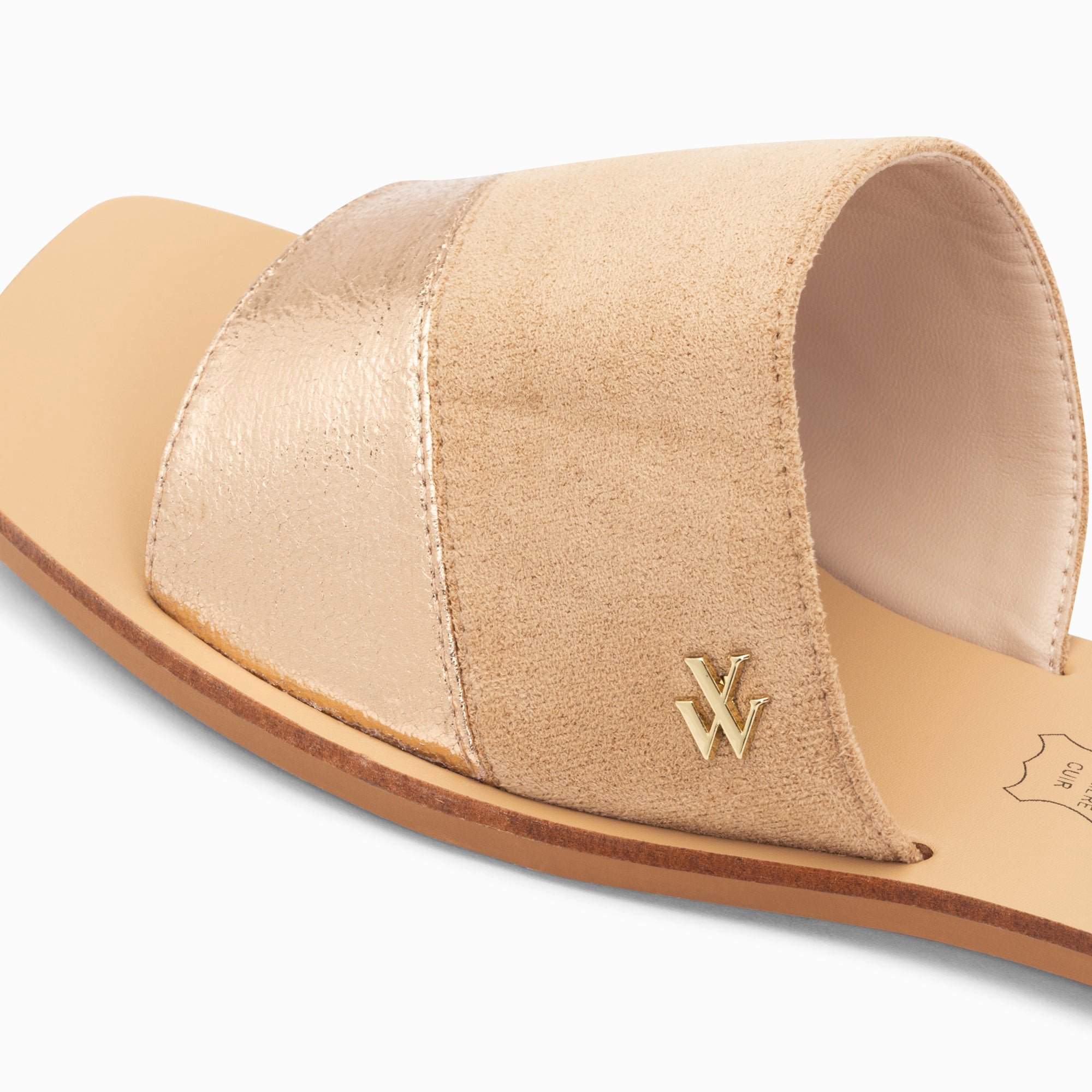 (image for) Mules Plates Soeacik Bi-MatièRe Beige Et Rose Gold | Vanessawupromo.Com 244