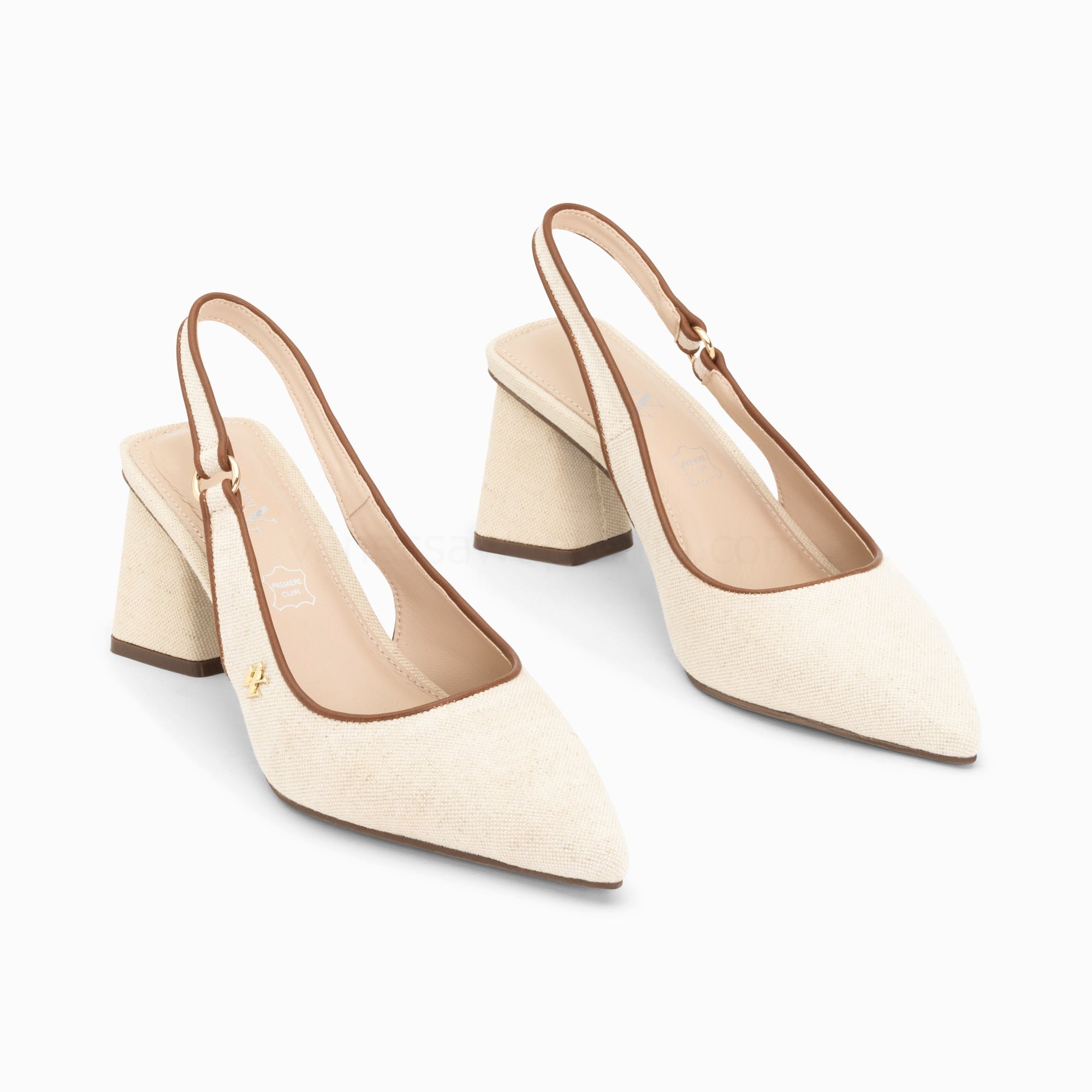 (image for) Escarpins Slingback Lara Beiges à Bout Pointu | Vanessawupromo.Com 197