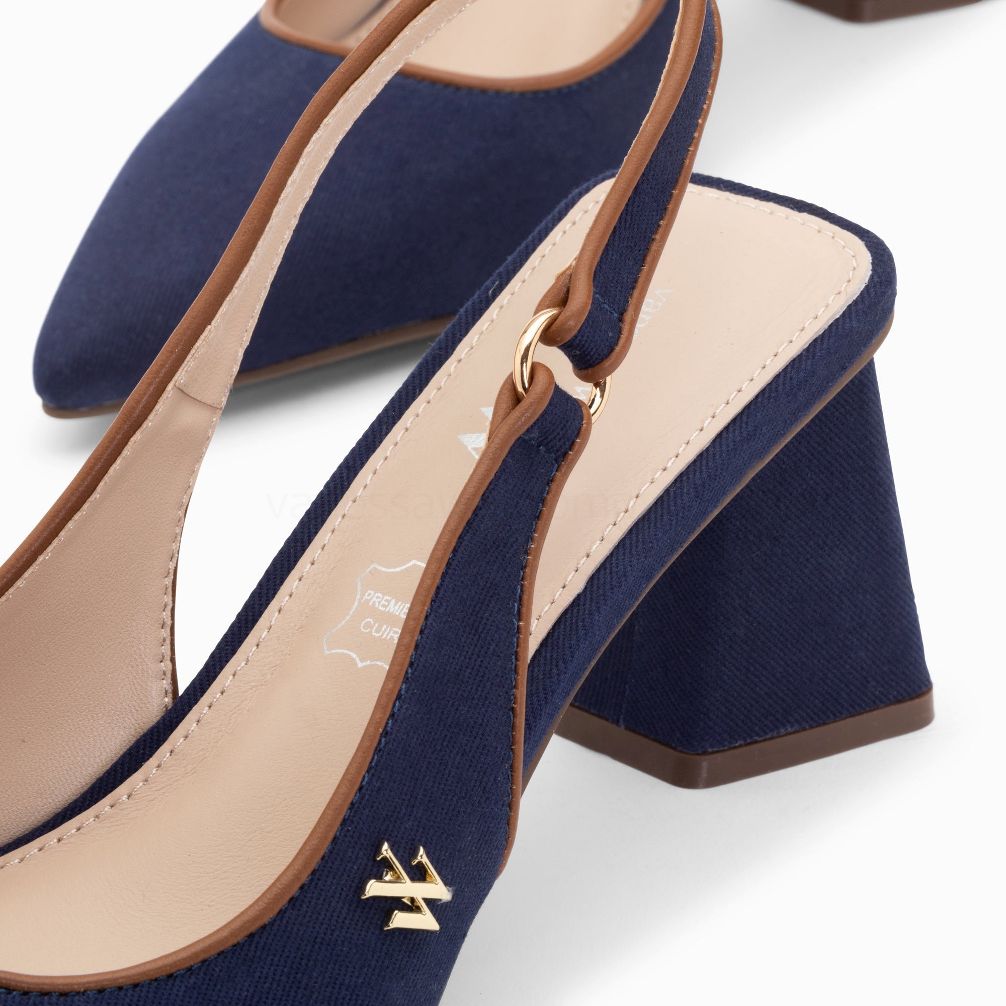 (image for) Escarpins Slingback Lara Marine à Bout Pointu | Vanessawupromo.Com 182