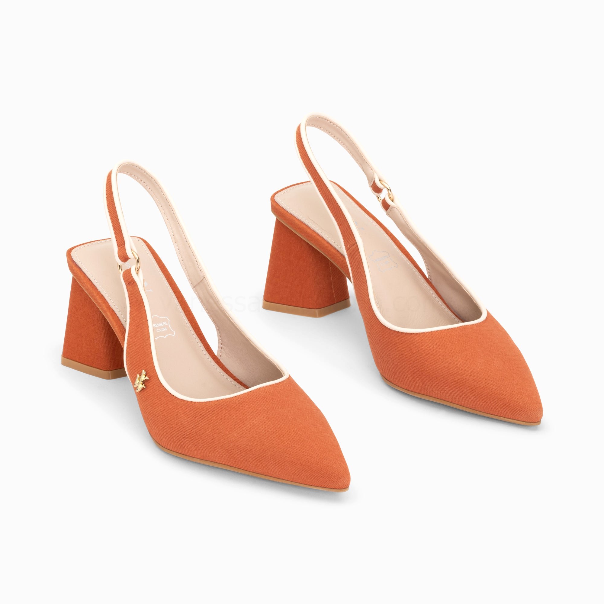 (image for) Escarpins Slingback Lara Orange à Bout Pointu | Vanessawupromo.Com 234