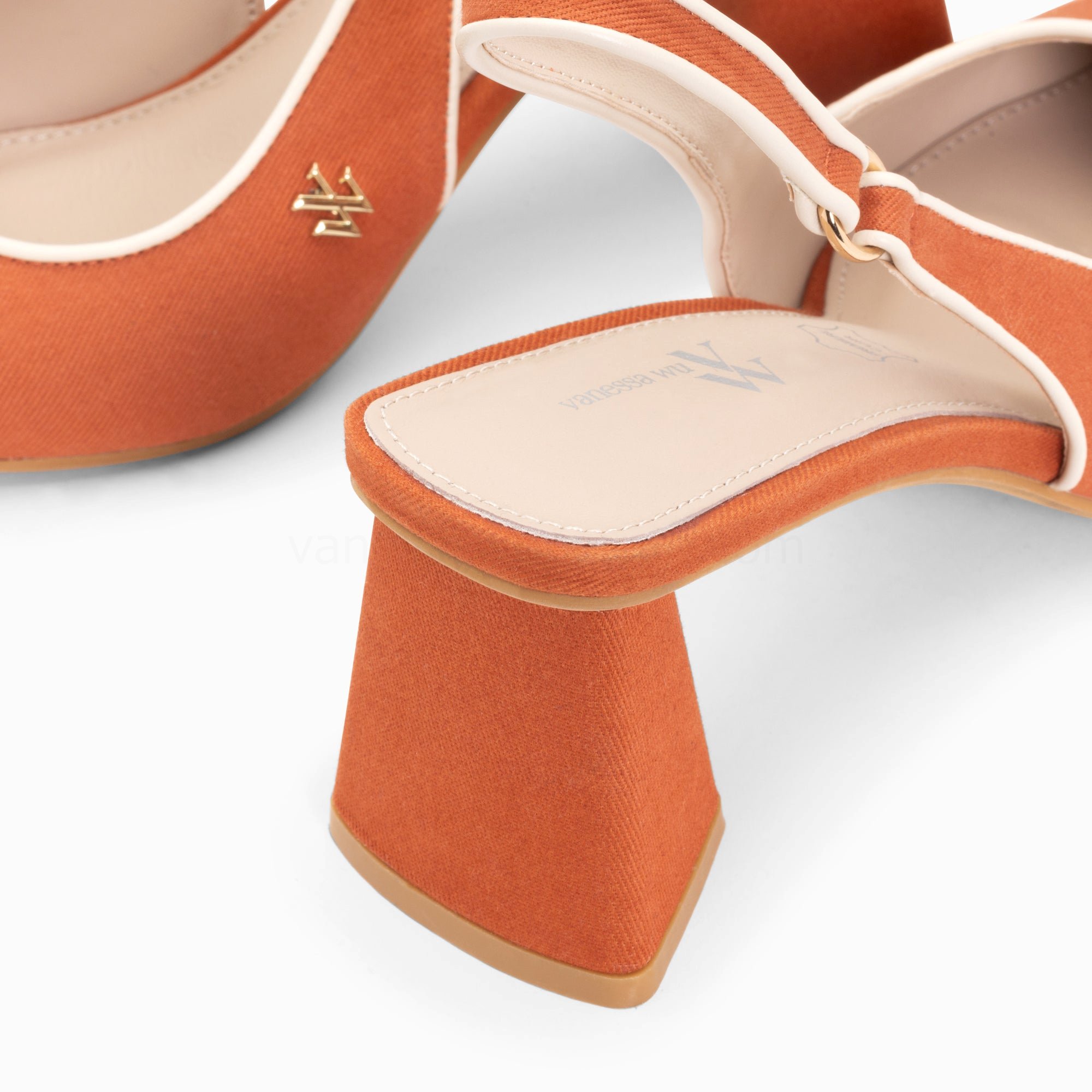 (image for) Escarpins Slingback Lara Orange à Bout Pointu | Vanessawupromo.Com 234