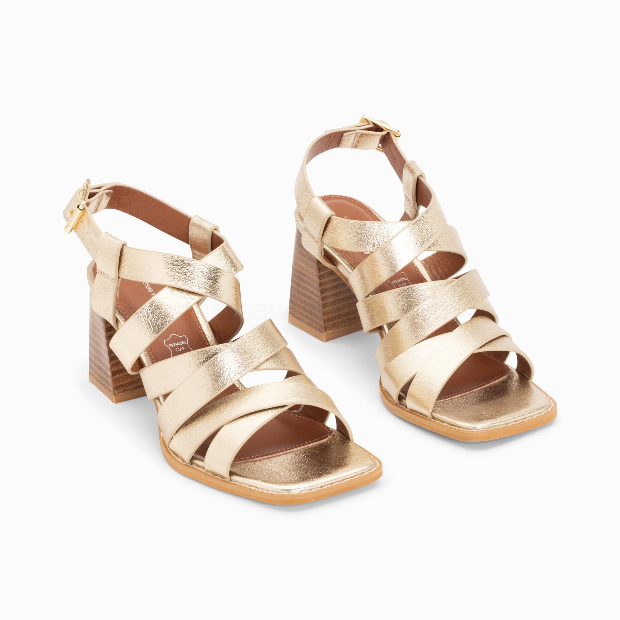 (image for) Sandales Loriane Or à Multibrides CroiséEs Et Talon Haut | Vanessawupromo.Com 629