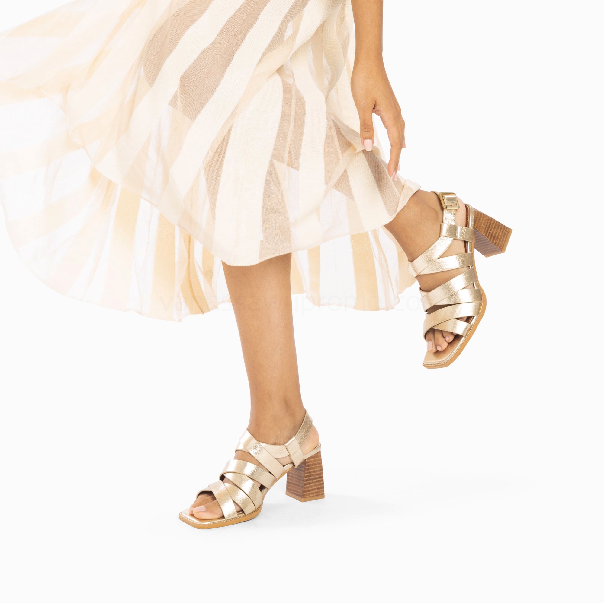 (image for) Sandales Loriane Or à Multibrides CroiséEs Et Talon Haut | Vanessawupromo.Com 629