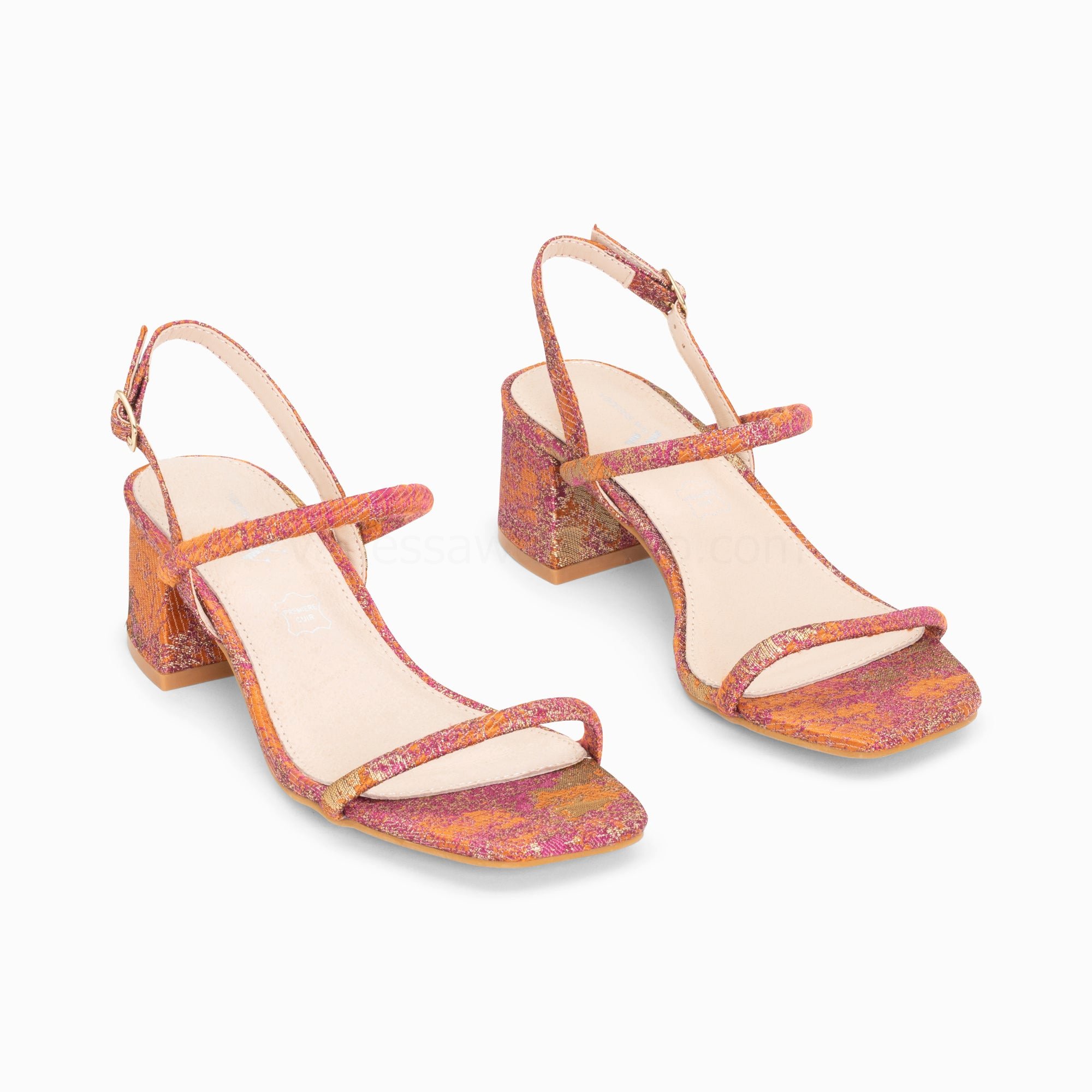 (image for) Sandales à Talon Minimalistes Tiphaine TisséEs Orange Et Or | Vanessawupromo.Com 405