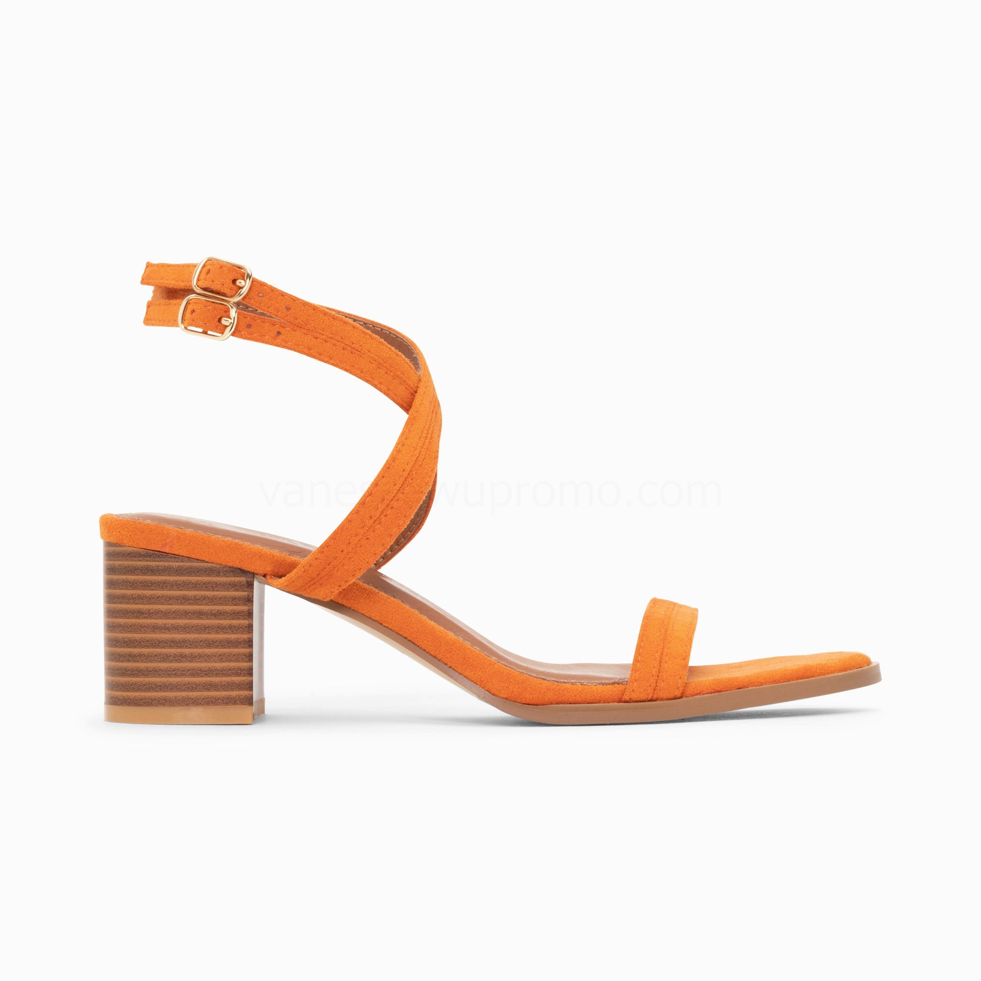 (image for) Sandales à Talon Bella Orange à Doubles Brides | Vanessawupromo.Com 645