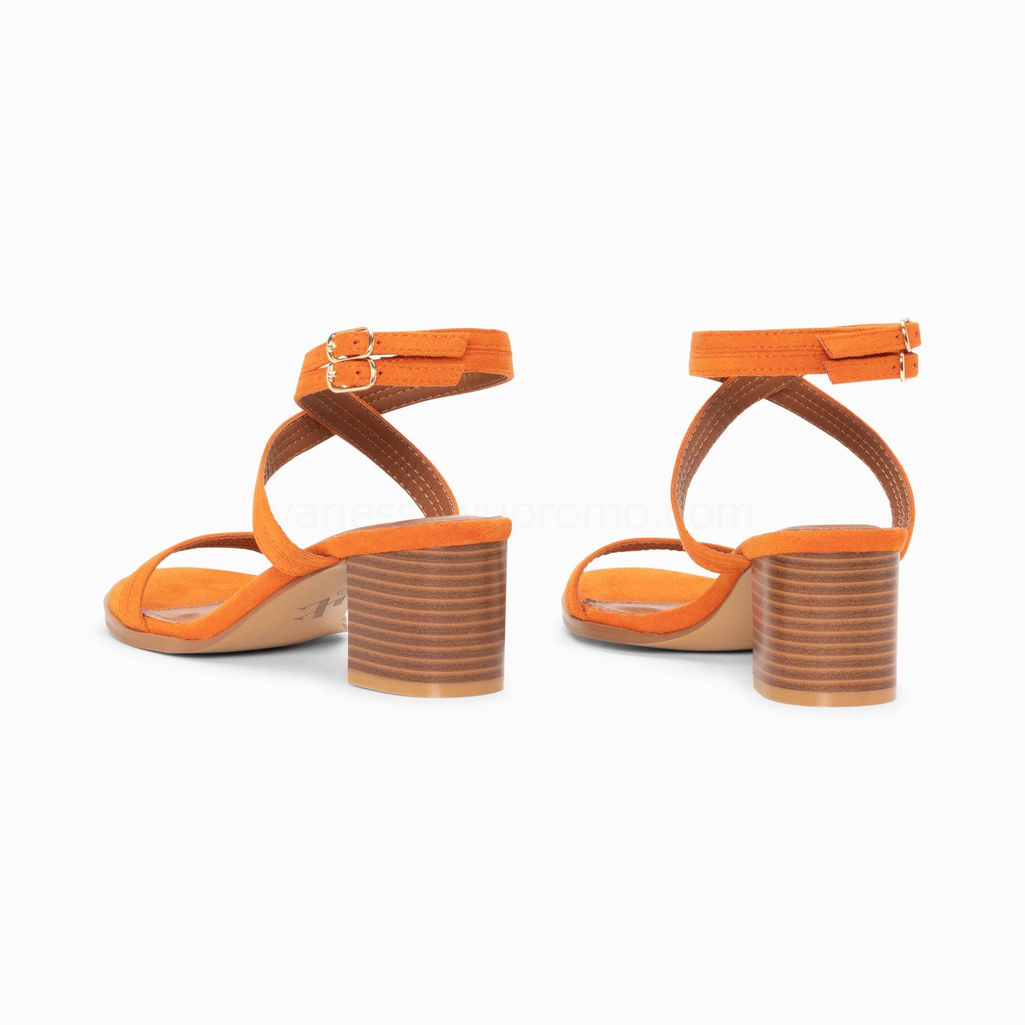 (image for) Sandales à Talon Bella Orange à Doubles Brides | Vanessawupromo.Com 645