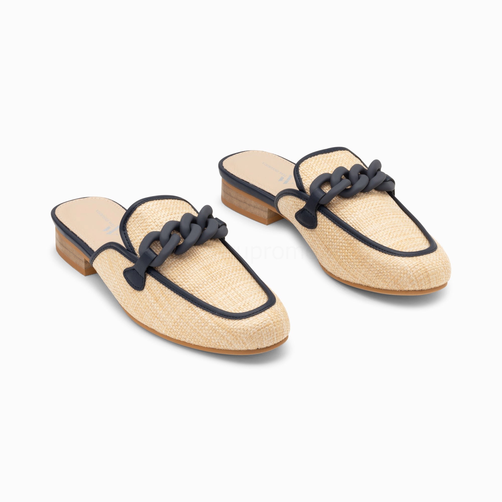 (image for) Mules Emna Beige Et Bleu Marine à ChaîNe Mate | Vanessawupromo.Com 249