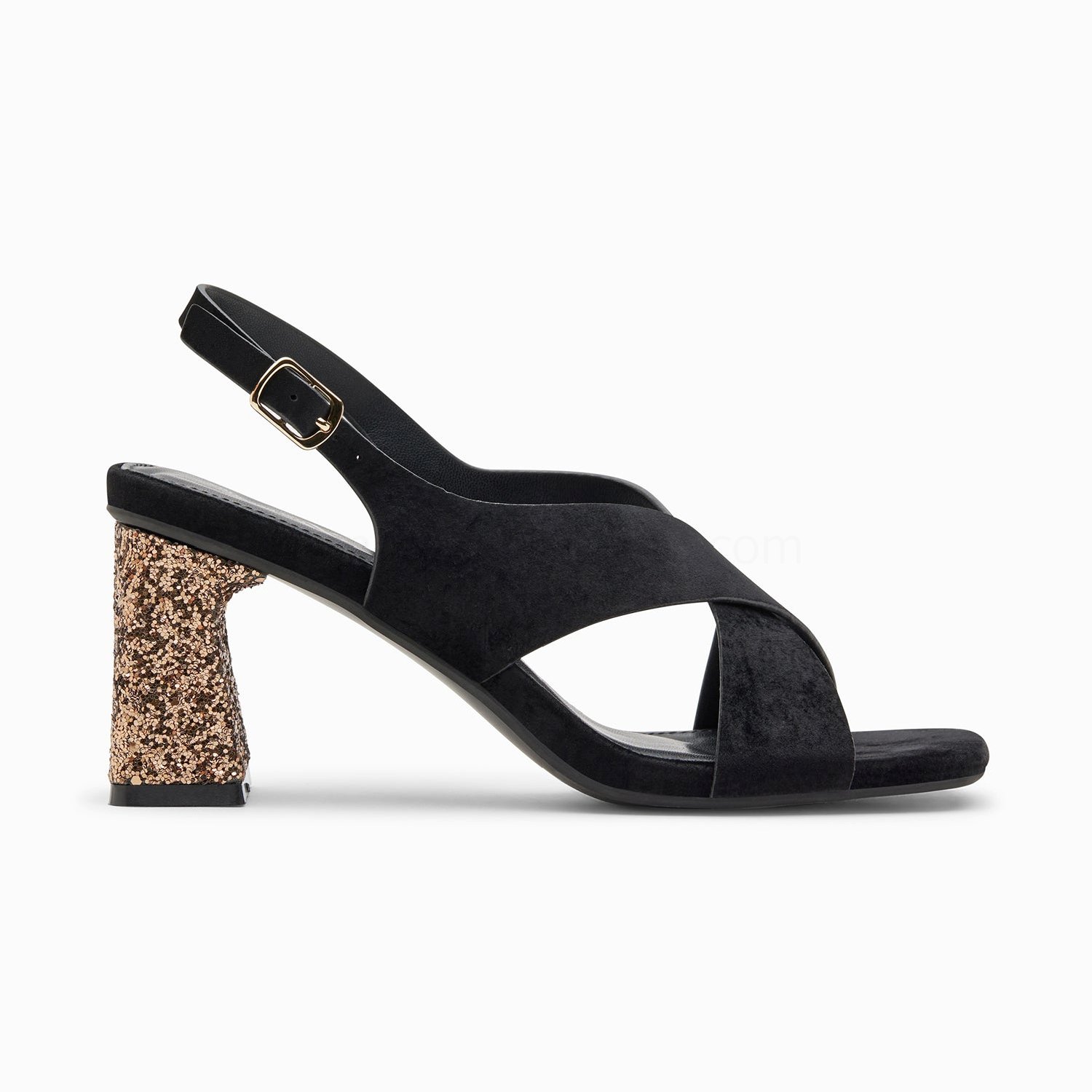 (image for) Sandales Milan Noires à Brides CroiséEs Et Talon Bronze Pailleté | Vanessawupromo.Com 664