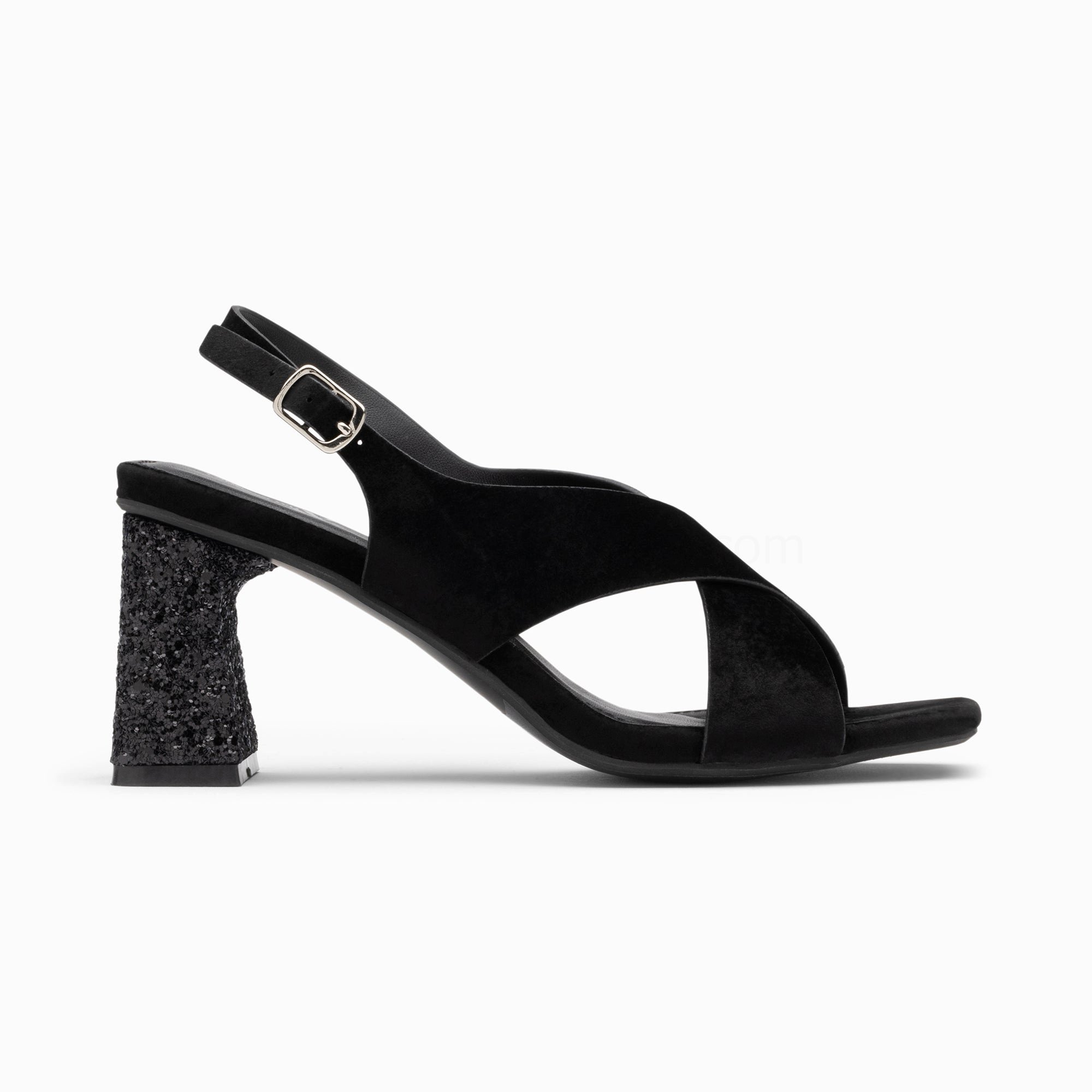 (image for) Sandales Milan Noires à Brides CroiséEs Et Talon Noir Pailleté | Vanessawupromo.Com 274