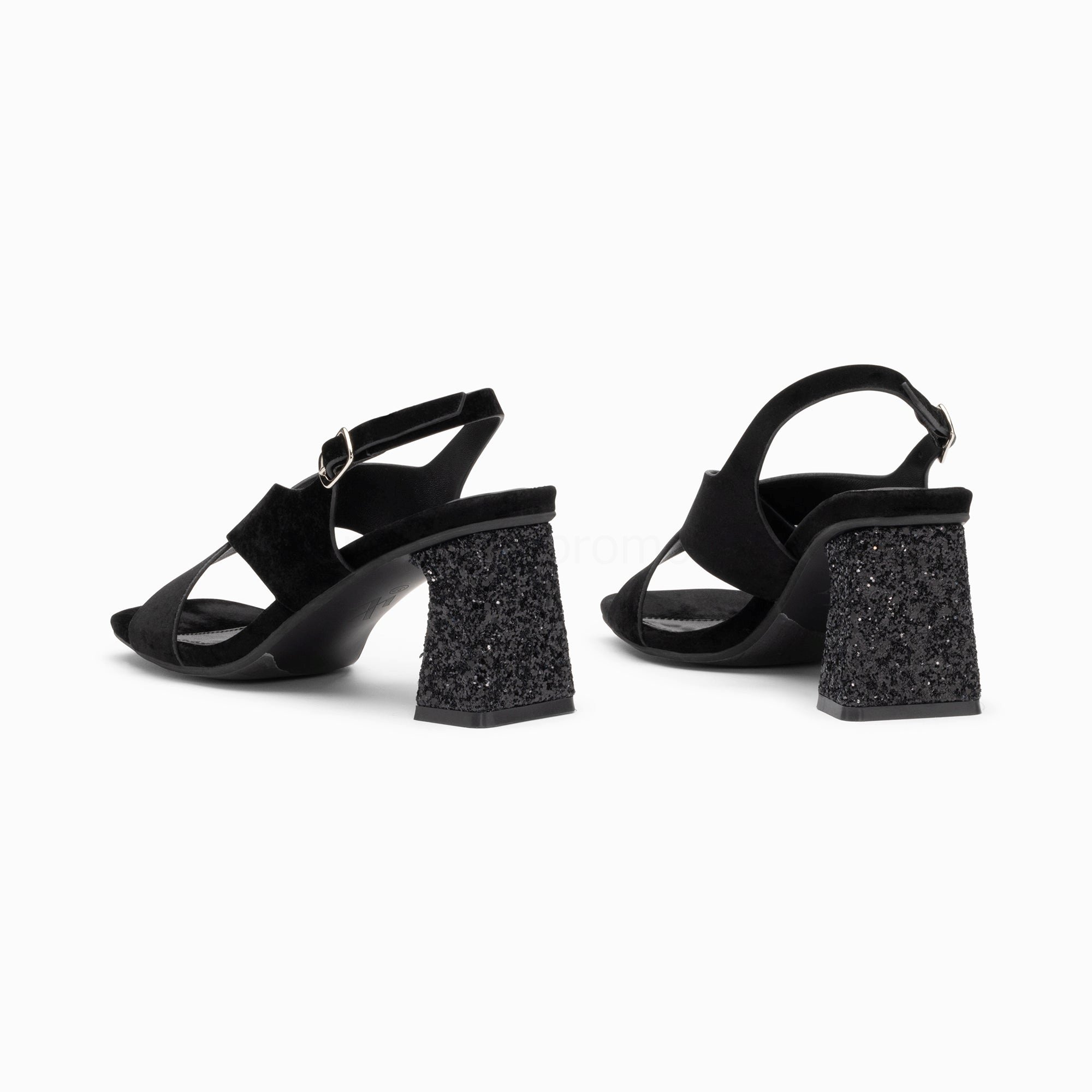 (image for) Sandales Milan Noires à Brides CroiséEs Et Talon Noir Pailleté | Vanessawupromo.Com 274