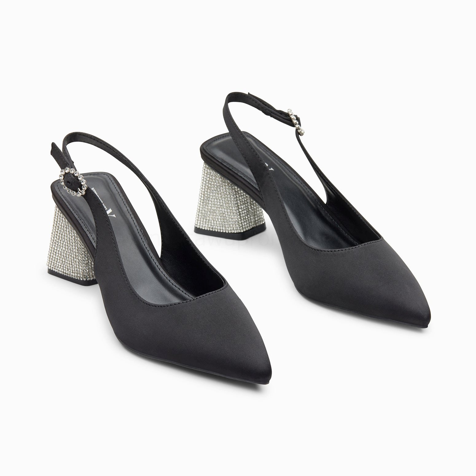 (image for) Escarpins Slingback Paris Noirs à Bout Pointu Et Talon Strass | Vanessawupromo.Com 320