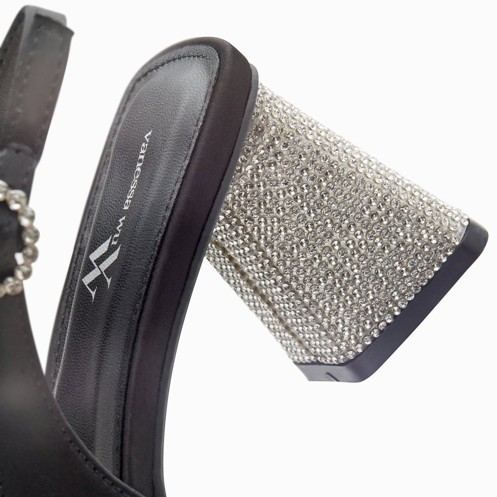 (image for) Escarpins Slingback Paris Noirs à Bout Pointu Et Talon Strass | Vanessawupromo.Com 320