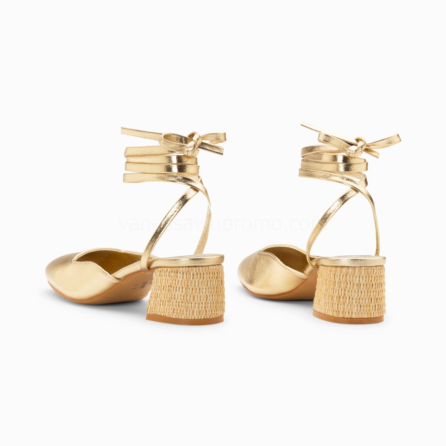 (image for) Sandales à Talon Inna Or à Lacets | Vanessawupromo.Com 04