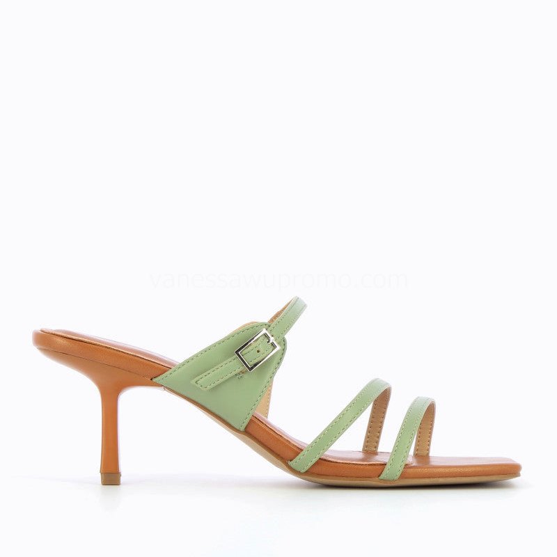 (image for) Mules Kitten Heel Axelle Vert Amande | Vanessawupromo.Com 569