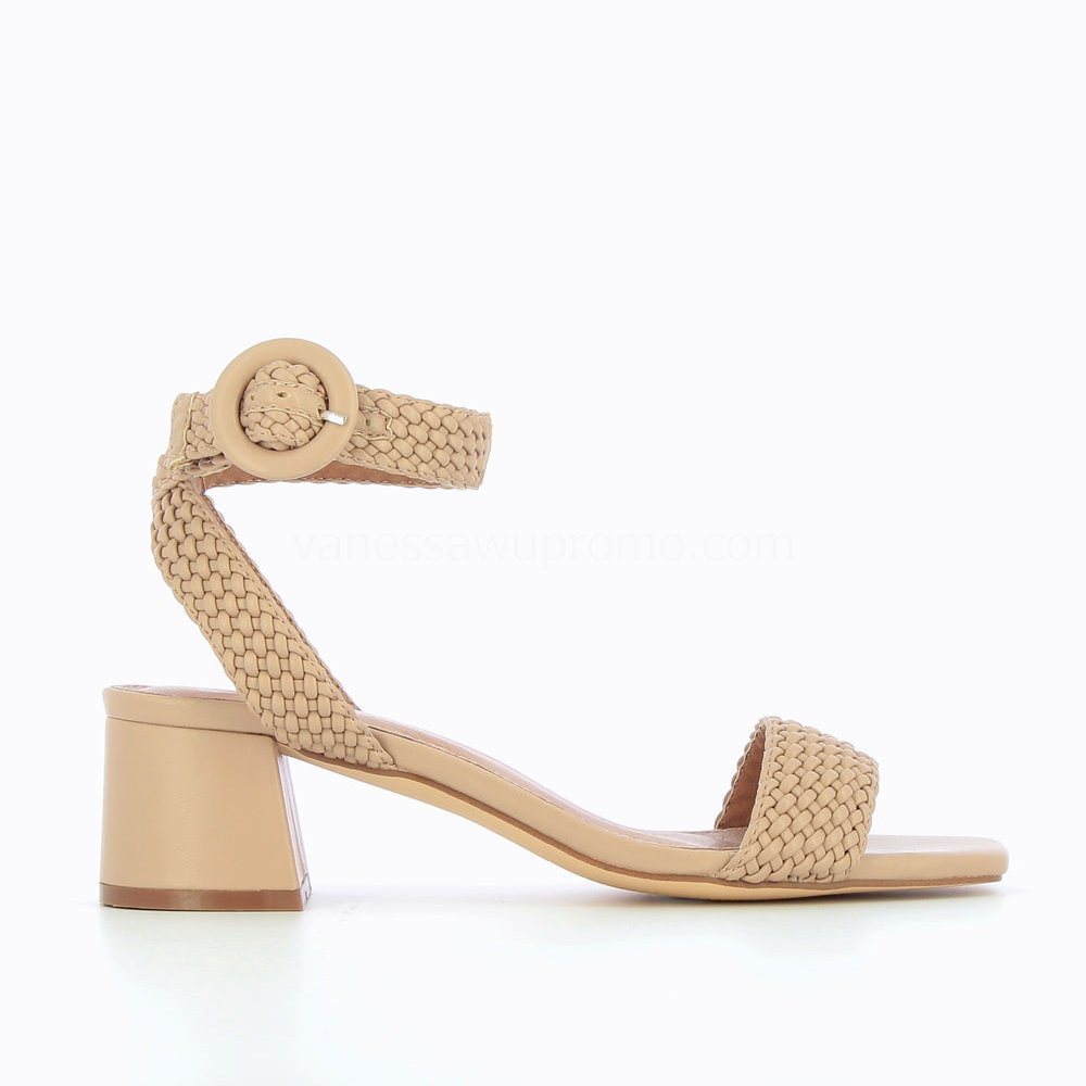 (image for) Sandales à Talon TresséEs Emmeline Taupe Rosé | Vanessawupromo.Com 340