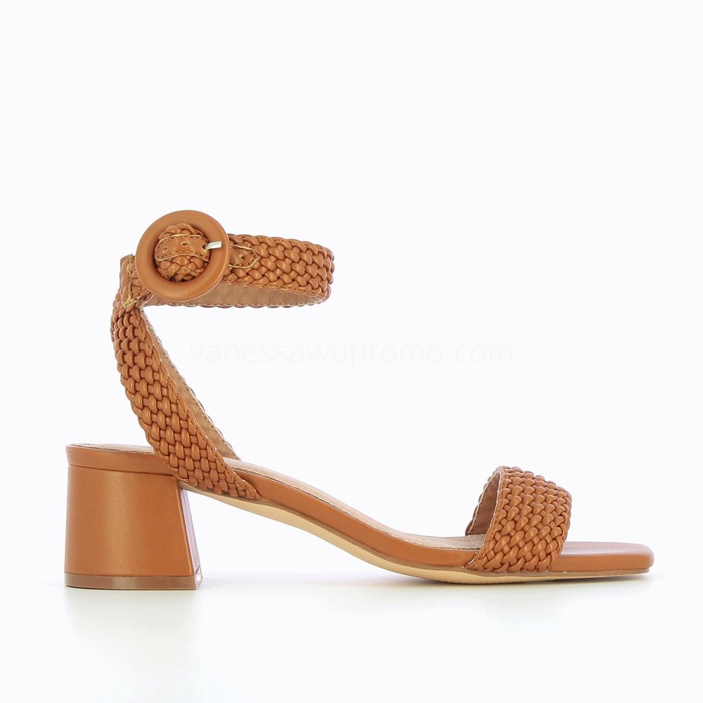 (image for) Sandales à Talon TresséEs Emmeline Camel | Vanessawupromo.Com 337